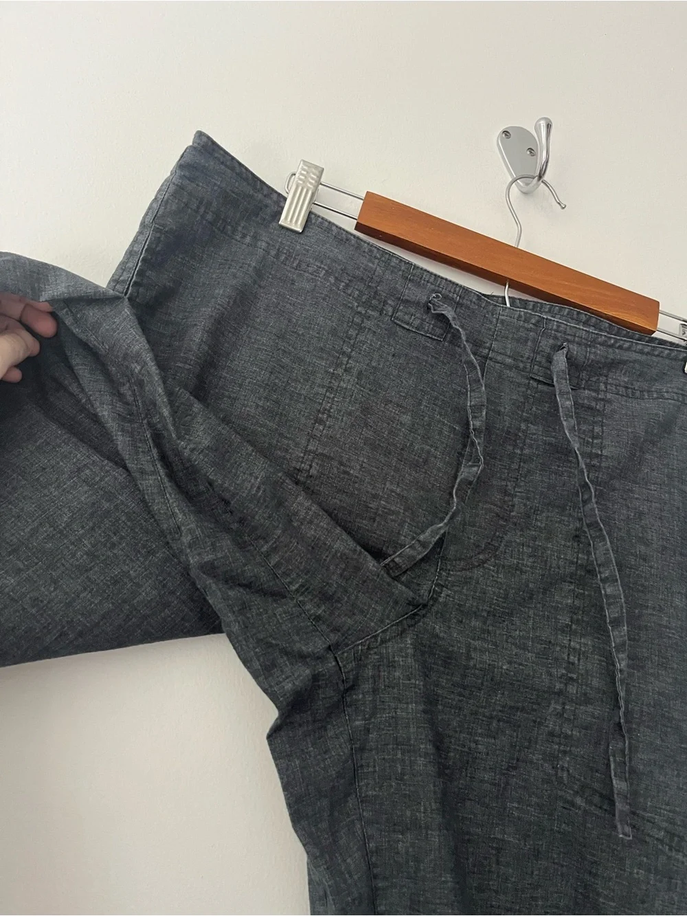 Prana Sutra Hemp Pants Relaxed Fit Wide Leg Lightweight Gray Large